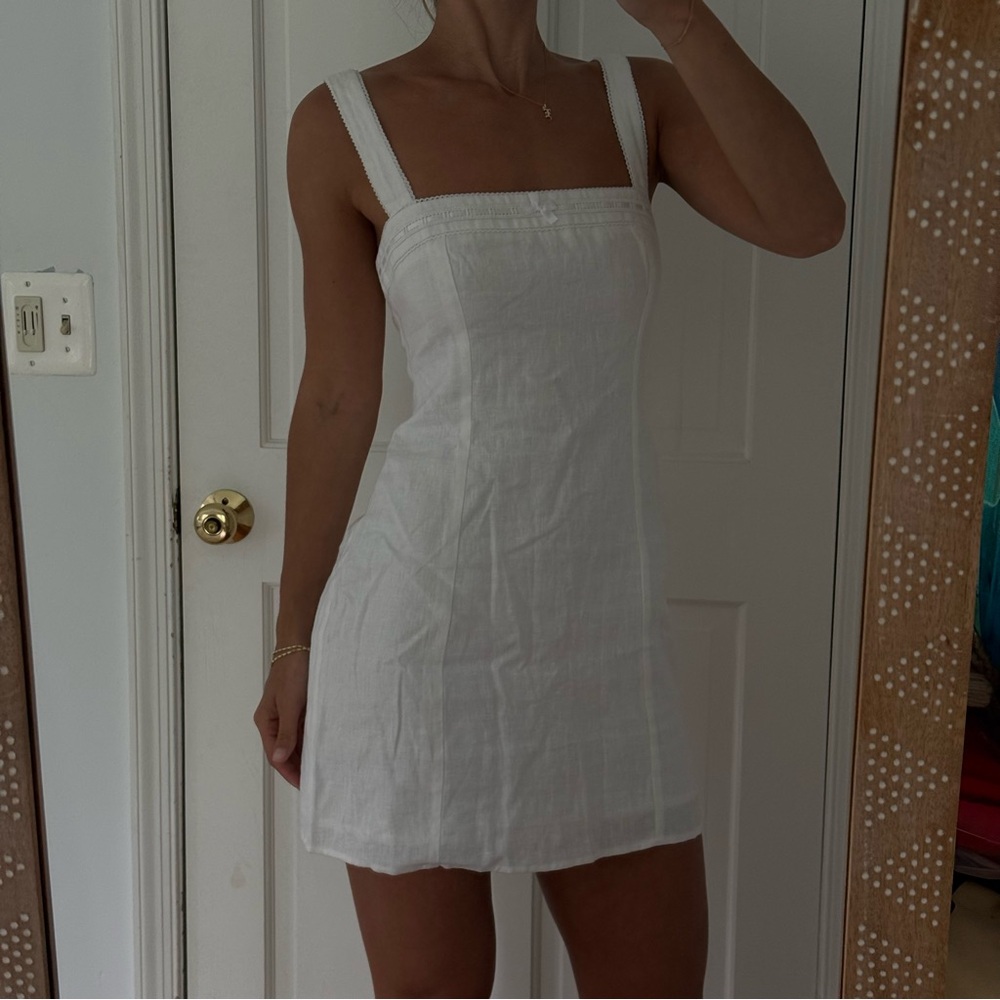 reformation Elana white linen mini dress - 6